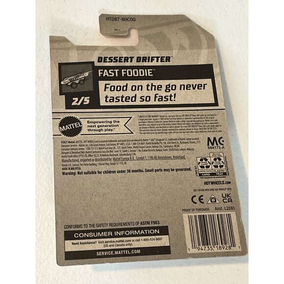 Hot Wheels Dessert Drifter 2024 Fast Foodie 2/5 Yellow Diecast Car NOC - Picture 2 of 6